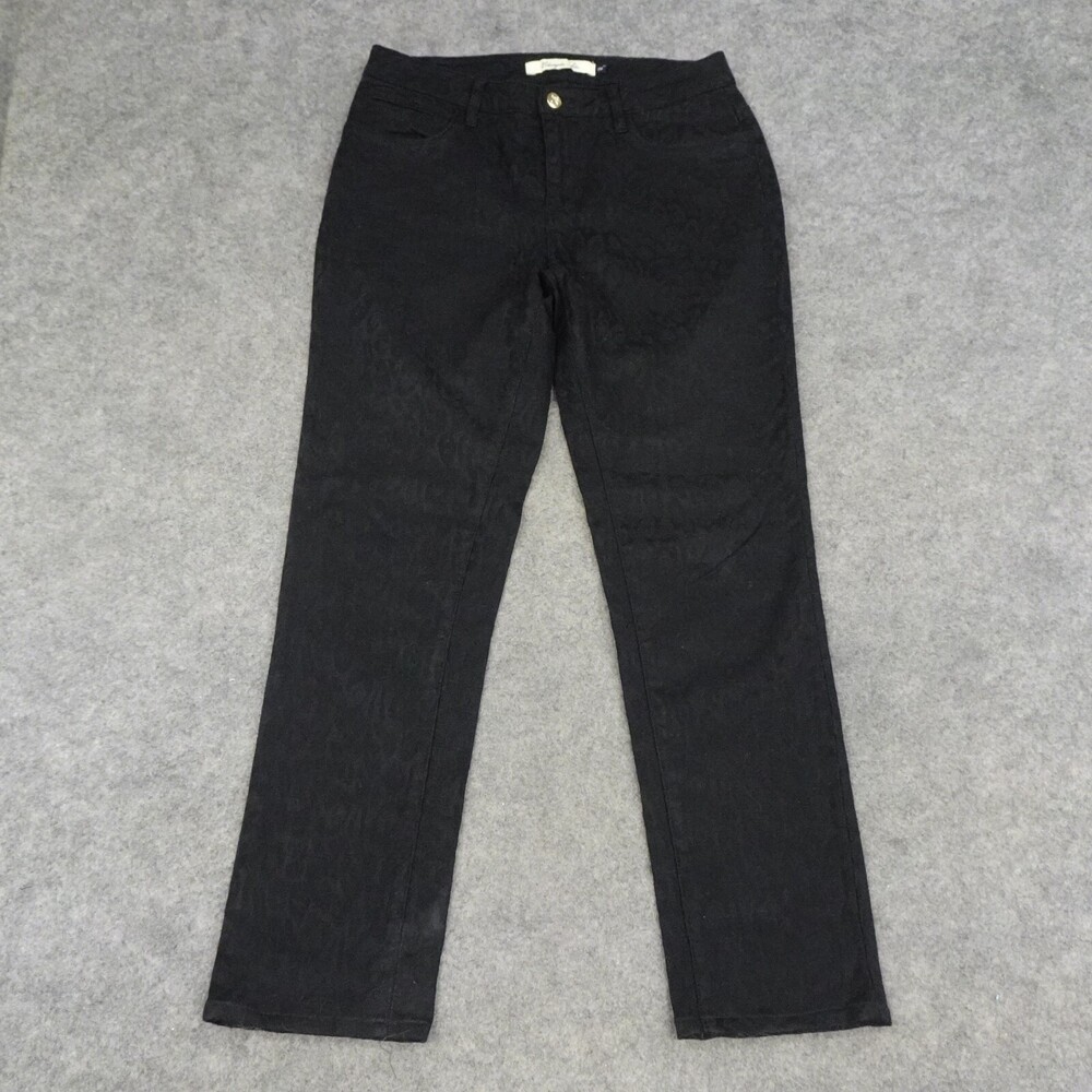 Christopher Blue Jeans Womens 6 Black Straight Dark Wash Pants Animal Print